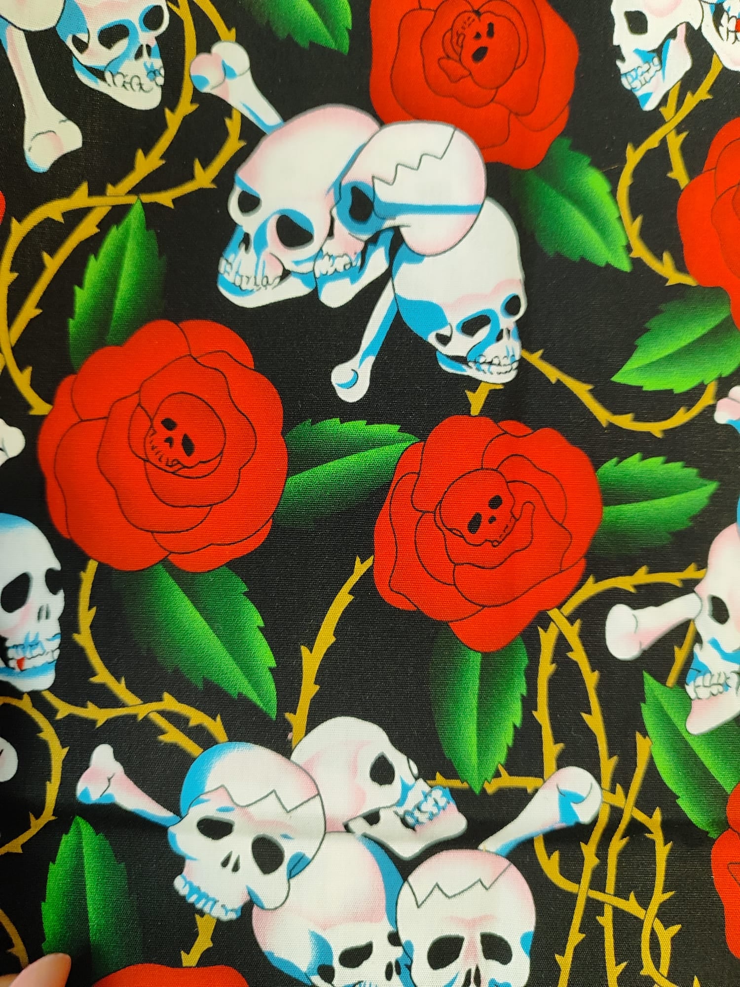 Diadema de tela Calaveras y Rosas