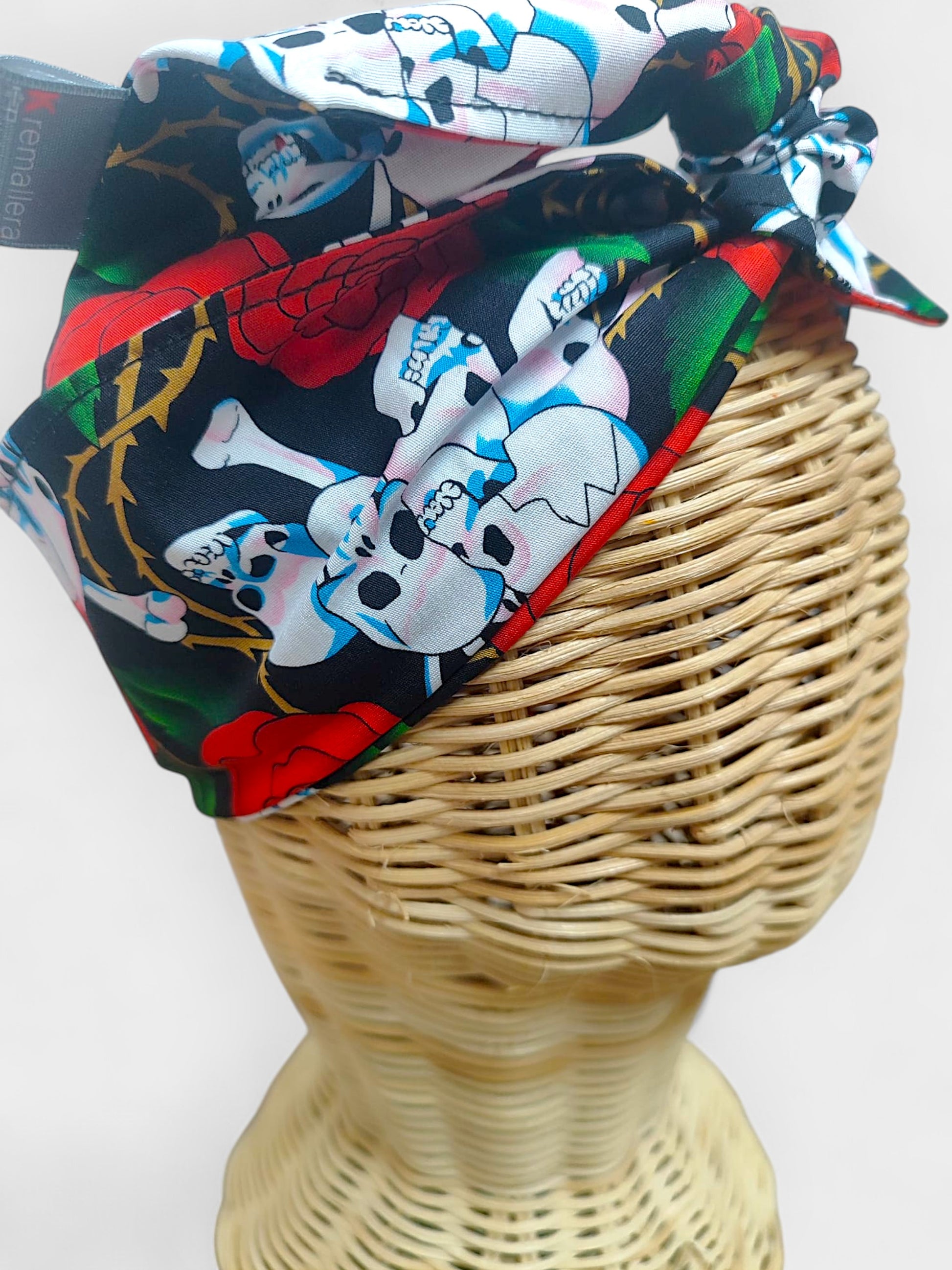 Diadema de tela Calaveras y Rosas