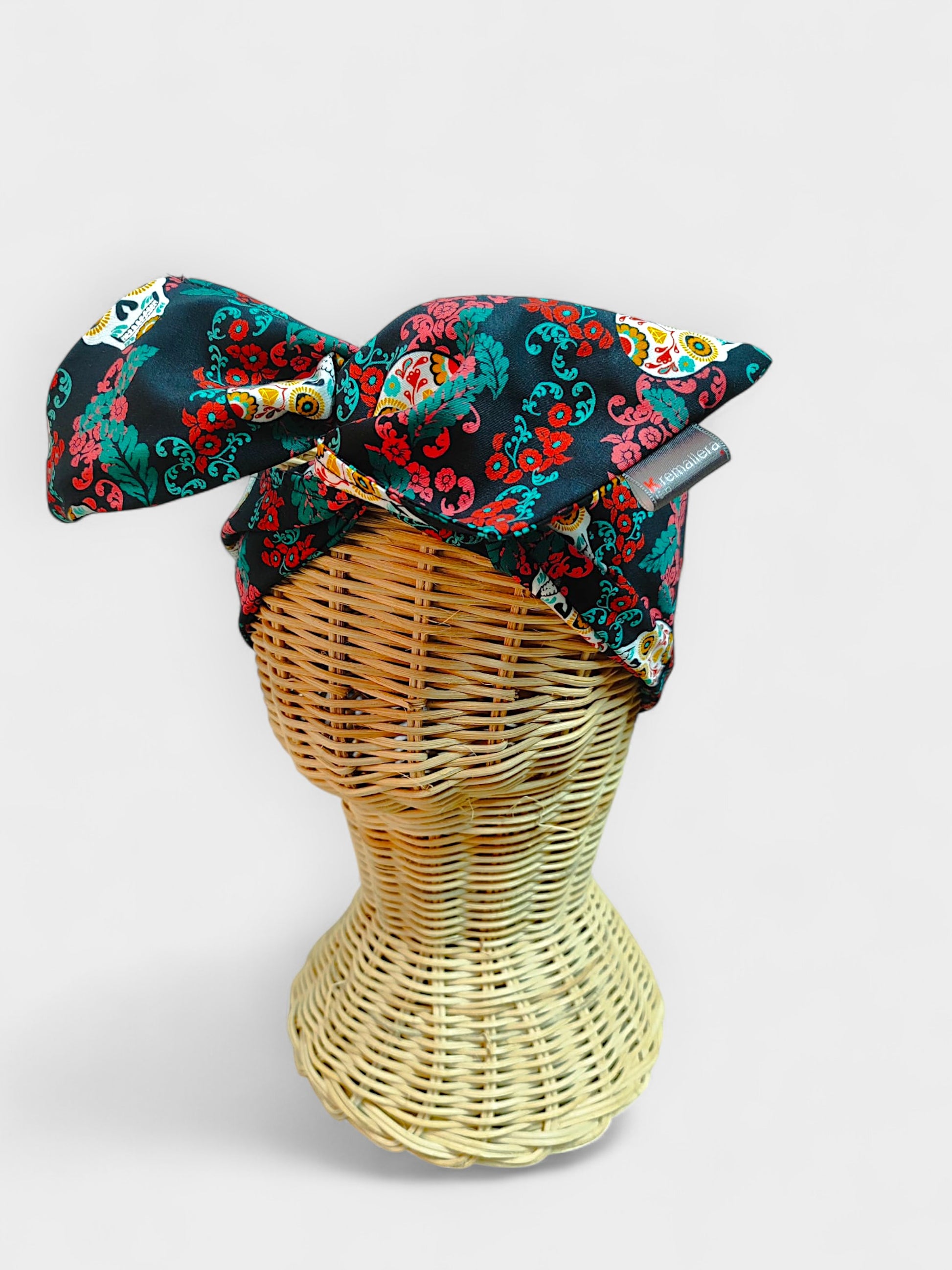 Diadema de tela Flores y Calavera Méjico