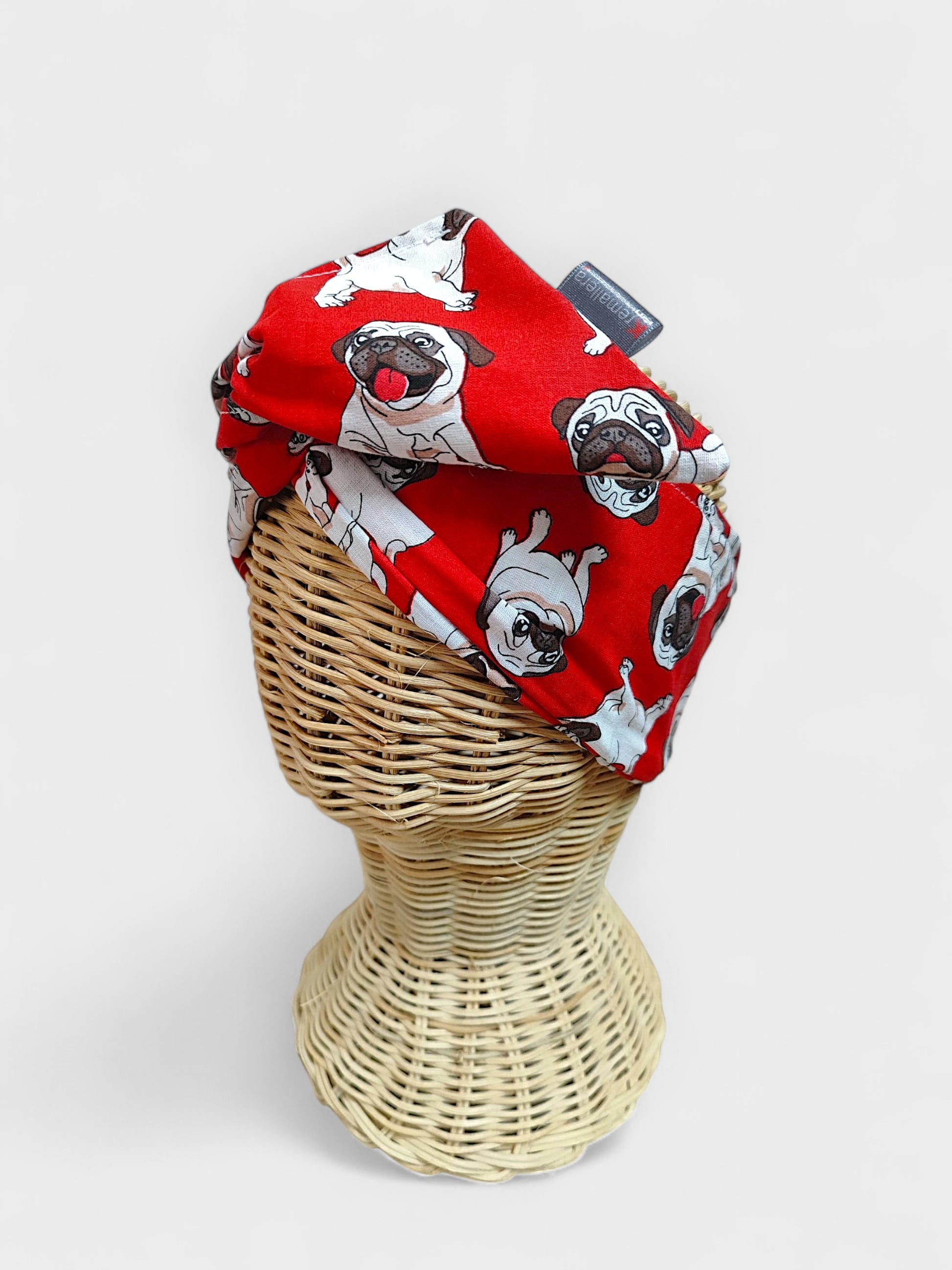 Diadema de tela Pug Roja