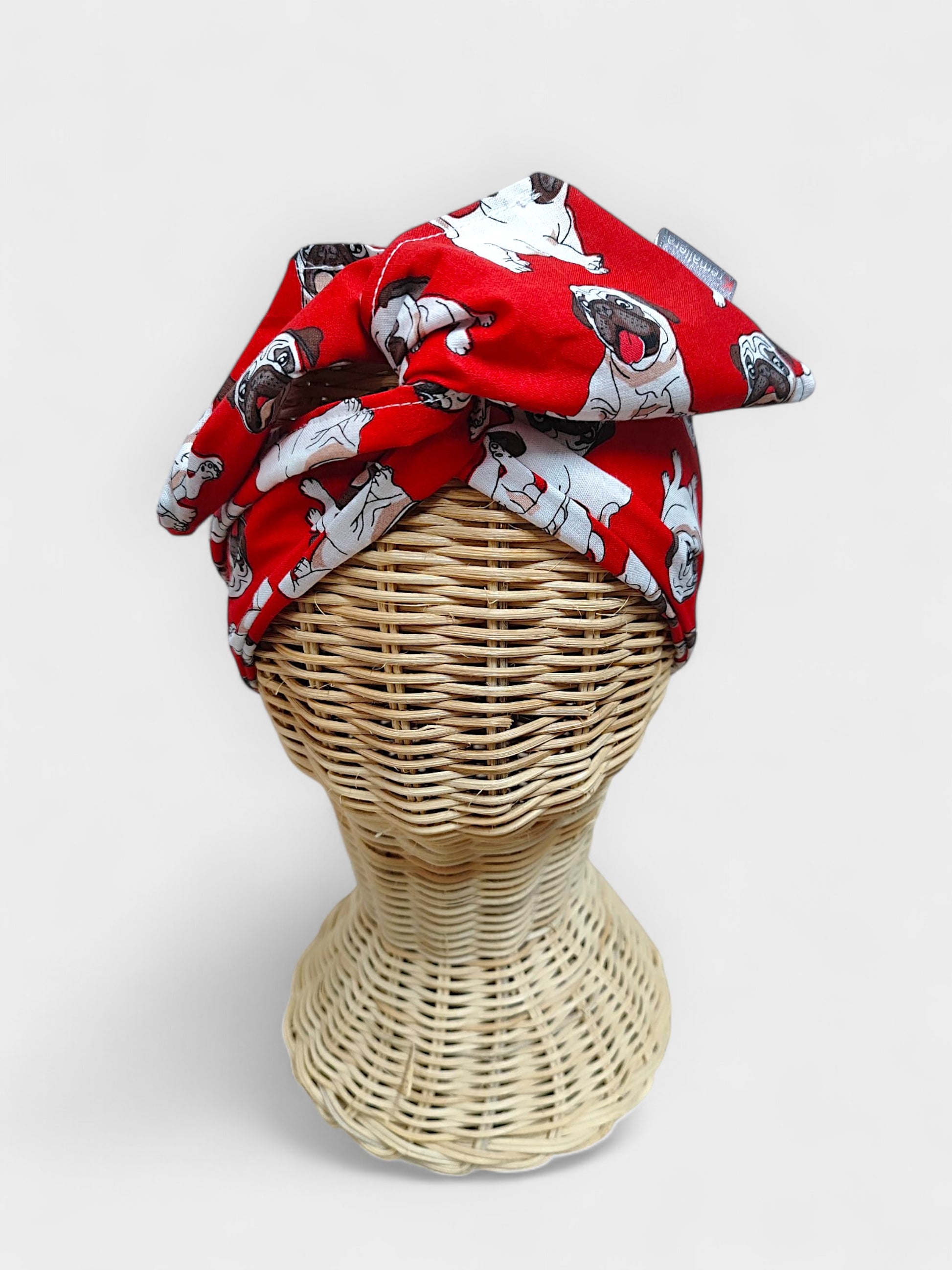 Diadema de tela Pug Roja