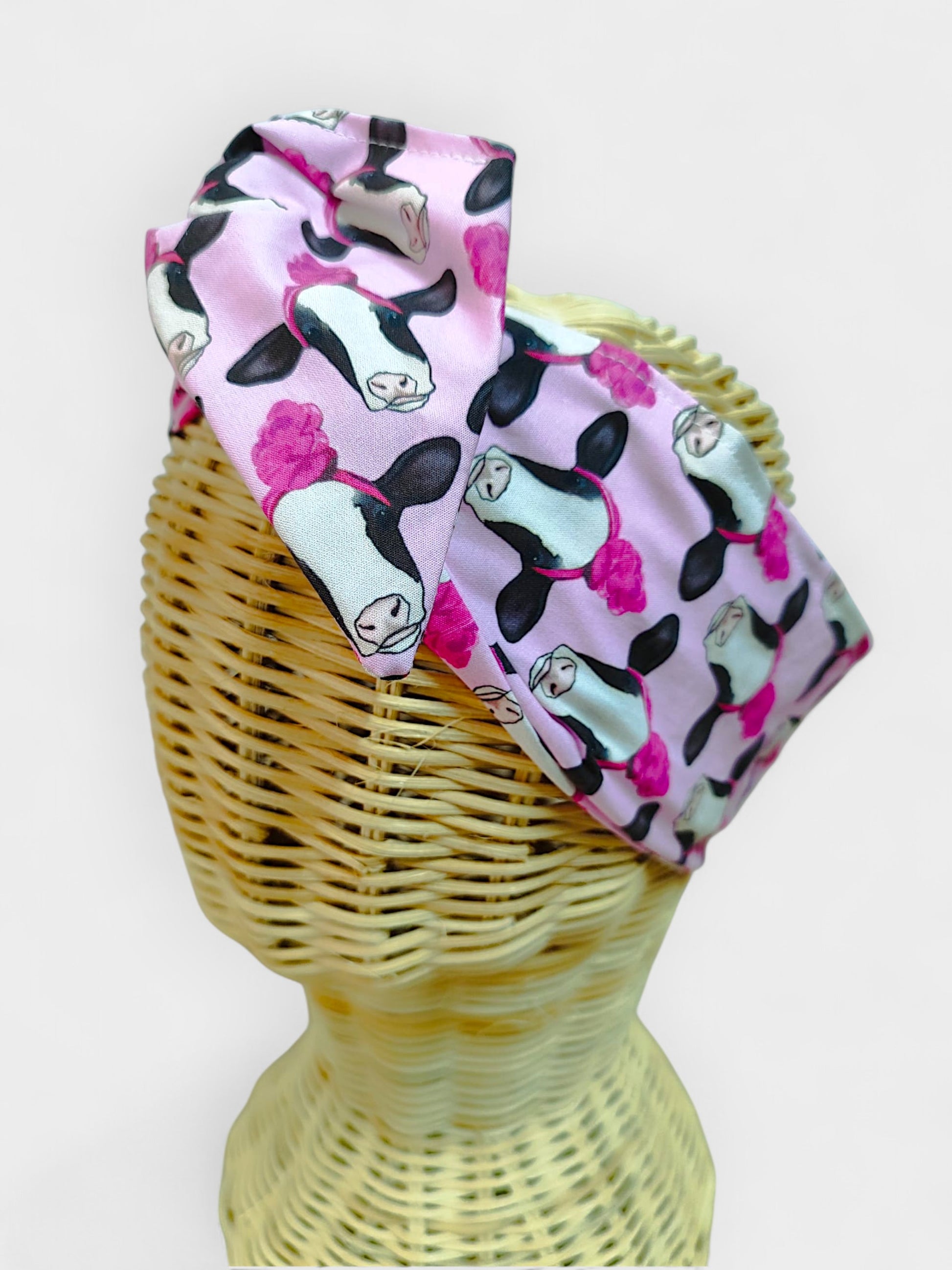 Diadema de tela Vacas Rosas