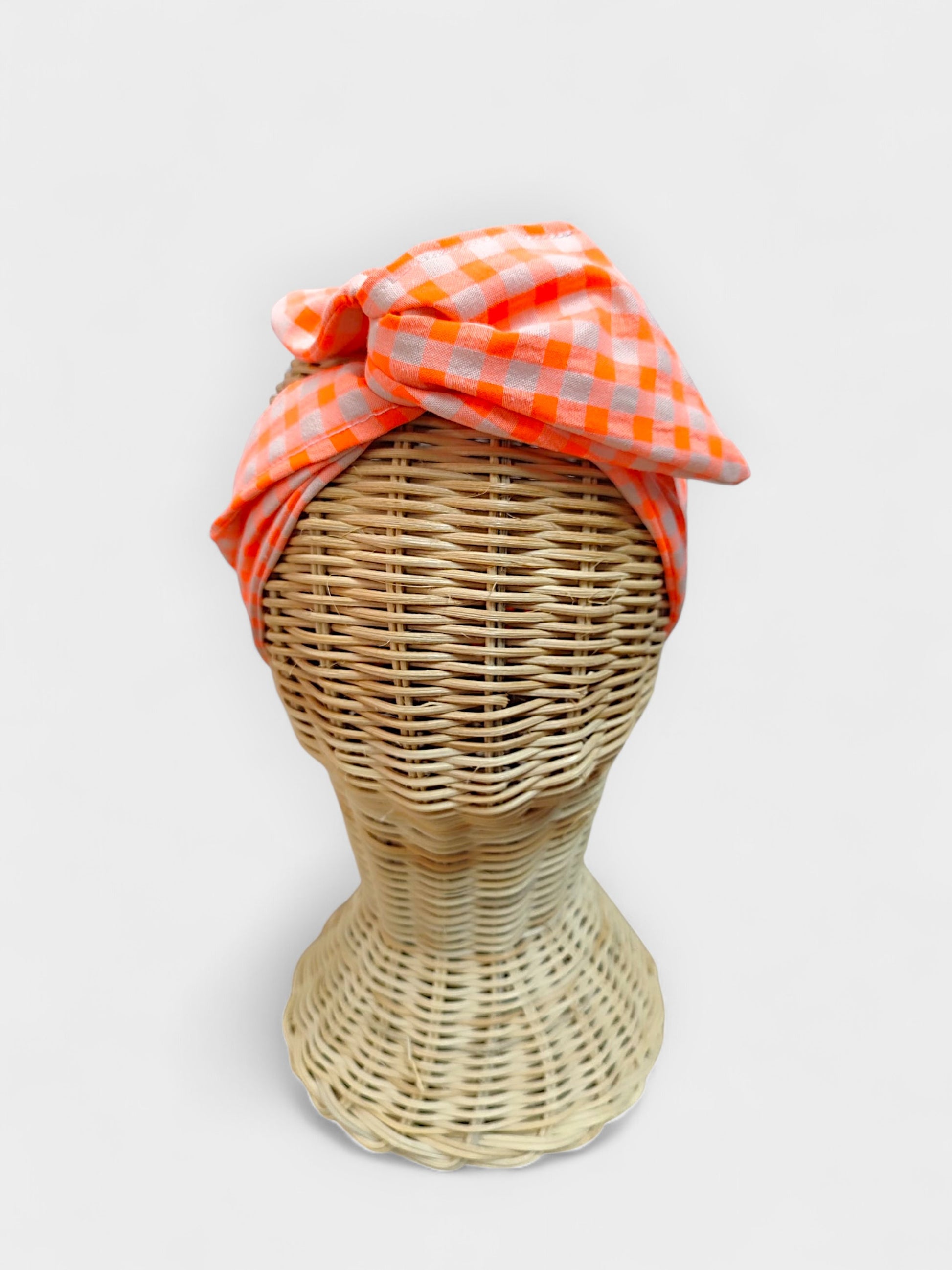 Diadema de tela Vichy Naranja Fluor