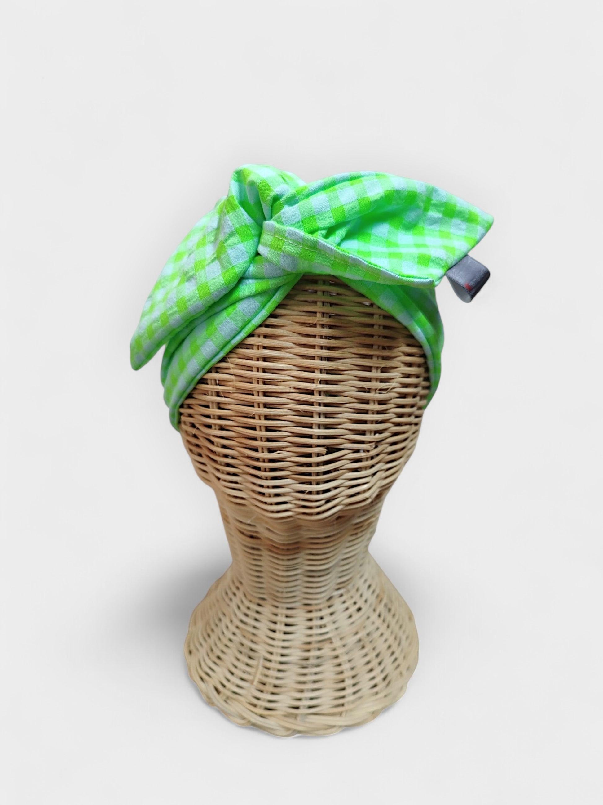 Diadema de tela Vichy Verde Fluor