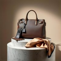 luxury display of designer handbags and accessorie